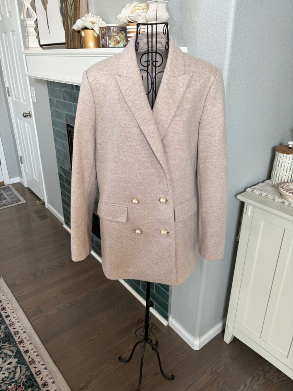 LOFT Double-Breasted Blazer Jacket in Light Taupe